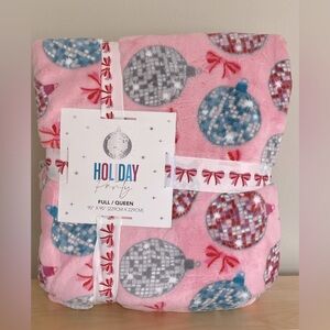 Pink Bow Disco Ball Plush Throw Full/Queen
